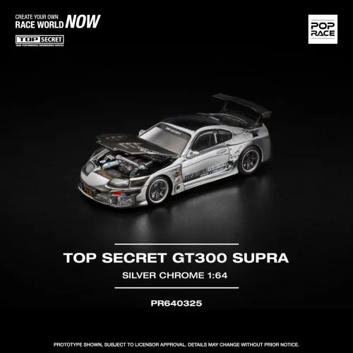 1/64 Top Secret GT300 Supra, cromo argento PR640325 POP RACE