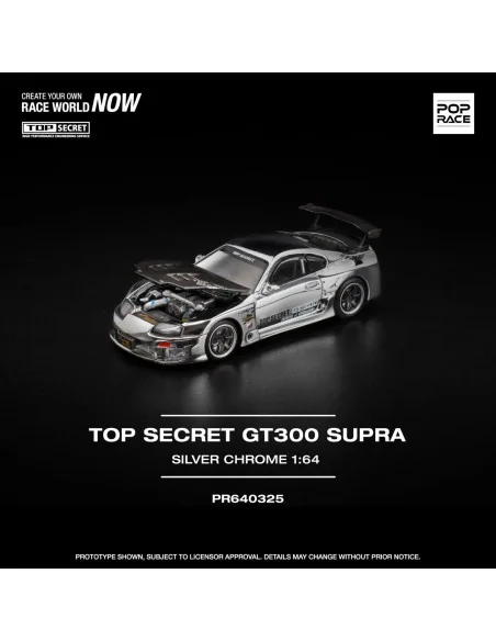 1/64 Top Secret GT300 Supra, cromo argento PR640325 POP RACE 1/64 Top Secret GT300 Supra, cromo argento PR640325 POP RACE