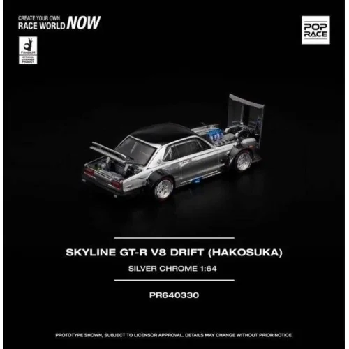 1/64 Skyline GT-R V8 Drift (Hakosuka) argento cromato PR640330 POP RACE