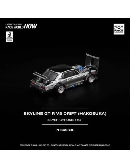 1/64 Skyline GT-R V8 Drift (Hakosuka) argento cromato PR640330 POP RACE