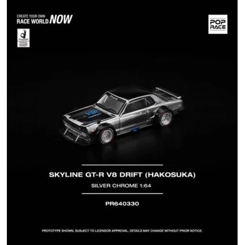 1/64 Skyline GT-R V8 Drift (Hakosuka) argento cromato PR640330 POP RACE