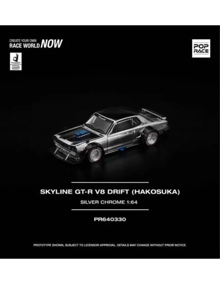 1/64 Skyline GT-R V8 Drift (Hakosuka) argento cromato PR640330 POP RACE