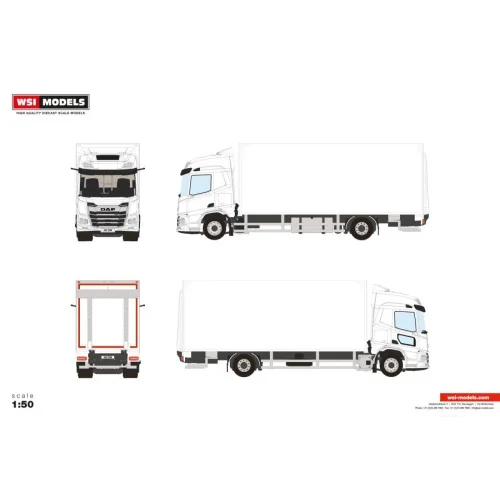 1/50 DAF XD SH WITH SKY LIGHTS AND SIDE WINDOW RIGED BOX TRUCK 4X2 WSI 03-2067 WSI MODELS