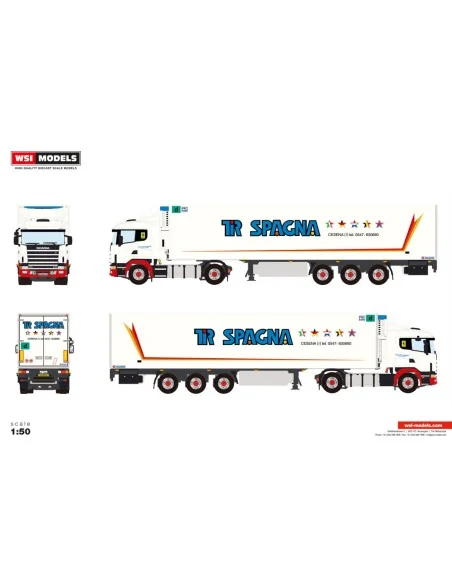 1/50 Tirspagna SCANIA 4 SERIES FLAT ROOF 4X2 REEFER TRAILER - 3 AXLE WSI 01-5314 WSI MODELS