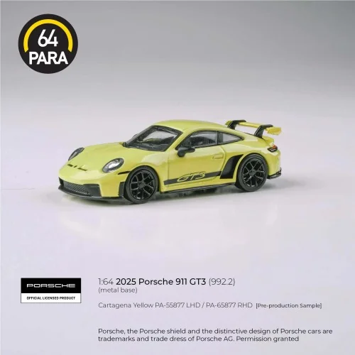 1/64 2025 porsche 911 gt3 (992.2) cartagena yellow PA55877 PARA64