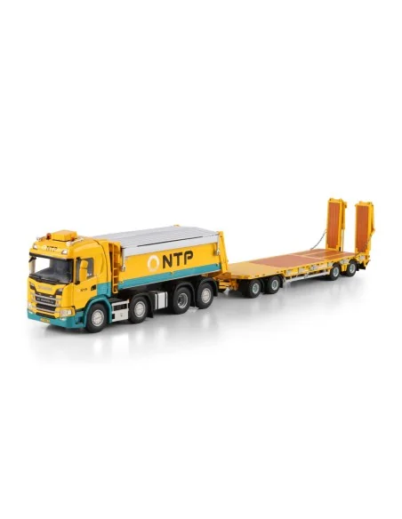 1/50 NTP SCANIA G NORMAL CG17N TIPPER TRUCK 8X2 TAG AXLE LOW LOADER DRAWBAR TRAILER - 4 AXLE WSI 01-4966 WSI MODELS