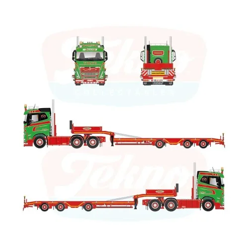 1/50 Jan Mues Volvo FH05 low roof 6x2 con semirimorchio 3 assi TEKNO 88135 TEKNO