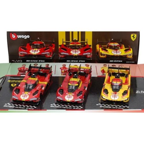 1/43 FERRARI - SET 3X 499P WINNER 24h LE MANS TEAM AF CORSE FERRARI - N 83 2025 - N 50 2024 - N 51 2023 BURAGO 18-36324 BURAGO