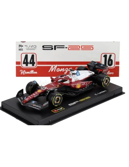 1/43 FERRARI F1 SF-25 N 16 MONZA ITALY GP 2025 CHARLES LECLERC - NIKI LAUDA 50th ANNIVERSARY WORLD CHAMPION CON VETRINA E PIL...