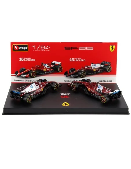 1/64 FERRARI SET F1 2X SF-25 TEAM SCUDERIA FERRARI HP N 16 SEASON 2025 CHARLES LECLERC + 4th MONZA ITALY GP 2025 CON VETRINA ... 1/64 FERRARI SET F1 2X SF-25 TEAM SCUDERIA FERRARI HP N 16 SEASON 2025 CHARLES LECLERC + 4th MONZA ITALY GP 2025 CON VETRINA ...
