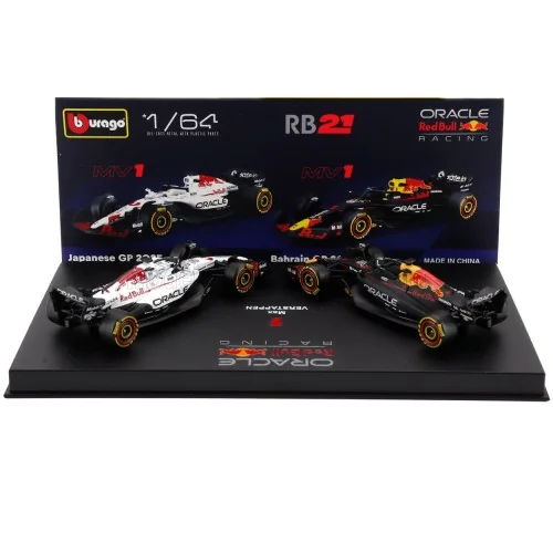 1/64 RED BULL SET F1 2X RB21 TEAM ORACLE RED BULL RACING N 1 SEASON 2025 MAX VERSTAPPEN + WINNER JAPAN GP 2025 CON VETRINA BU...