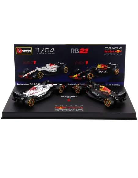 1/64 RED BULL SET F1 2X RB21 TEAM ORACLE RED BULL RACING N 1 SEASON 2025 MAX VERSTAPPEN + WINNER JAPAN GP 2025 CON VETRINA BU...