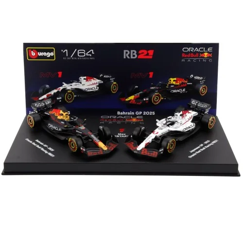 1/64 RED BULL SET F1 2X RB21 TEAM ORACLE RED BULL RACING N 1 SEASON 2025 MAX VERSTAPPEN + WINNER JAPAN GP 2025 CON VETRINA BU...