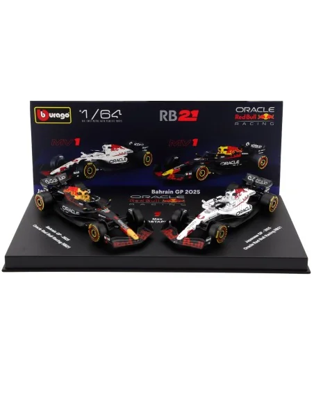 1/64 RED BULL SET F1 2X RB21 TEAM ORACLE RED BULL RACING N 1 SEASON 2025 MAX VERSTAPPEN + WINNER JAPAN GP 2025 CON VETRINA BU...