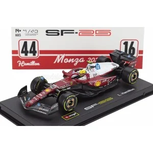 1/43 FERRARI F1 SF-25 N 44 MONZA ITALY GP 2025 LEWIS HAMILTON - NIKI LAUDA 50th ANNIVERSARY WORLD CHAMPION CON PILOTA E VETRI...