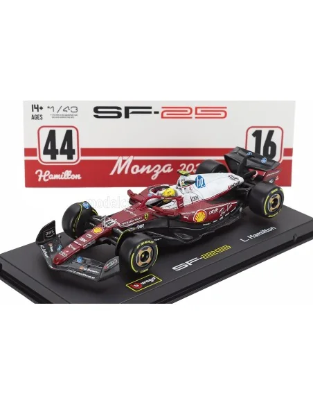 1/43 FERRARI F1 SF-25 N 44 MONZA ITALY GP 2025 LEWIS HAMILTON - NIKI LAUDA 50th ANNIVERSARY WORLD CHAMPION CON PILOTA E VETRI...