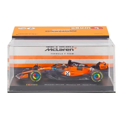 1/43 McLAREN F1 MCL39 TEAM MCLAREN N 81 3rd MONACO GP 2025 OSCAR PIASTRI CON PILOTA E VETRINA BURAGO 18-38249- MONACO-81 BURAGO