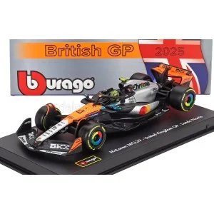 1/43 McLAREN F1 MCL39 TEAM MCLAREN N 4 WORLD CHAMPION WINNER SILVERSTONE BRITISH GP 2025 LANDO NORRIS CON PILOTA E VETRINA BU...