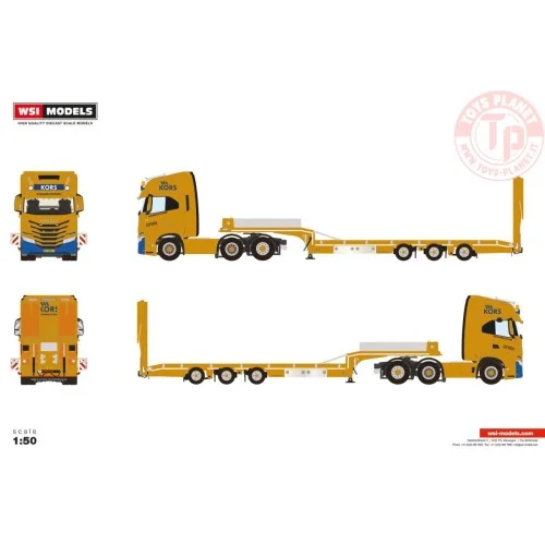 1/50 IVECO S-WAY AS HIGH MY2024 6X2 TWIN STEER SEMI LOW LOADER WITH RAMPS - 3 AXLE Kors Hoogwerksystemen WSI 01-5053 WSI MODELS