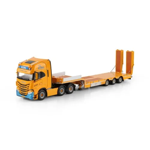 1/50 IVECO S-WAY AS HIGH MY2024 6X2 TWIN STEER SEMI LOW LOADER WITH RAMPS - 3 AXLE Kors Hoogwerksystemen WSI 01-5053 WSI MODELS