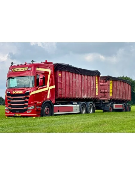 1/50 Top Trans b.v. SCANIA R HIGHLINE CR20H 6X2 TAG AXLE RIGED TRUCK DRAWBAR WITH HOOKLIFT SYSTEM - 3 AXLE + 2X 40M3 CONTAINE... 1/50 Top Trans b.v. SCANIA R HIGHLINE CR20H 6X2 TAG AXLE RIGED TRUCK DRAWBAR WITH HOOKLIFT SYSTEM - 3 AXLE + 2X 40M3 CONTAINE...