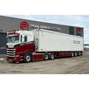1/50 Jonas V. Christensen SCANIA S NORMAL CS20N 6X2 TAG AXLE MOVING FLOOR TRAILER - 3 AXLE WSI 01-5442 WSI MODELS