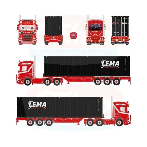 1/50 Weeda - Gangsters Paradise Scania NGR Normal roof 6x2 met 3-assige container chassis met 40ft container TEKNO 91080 TEKNO