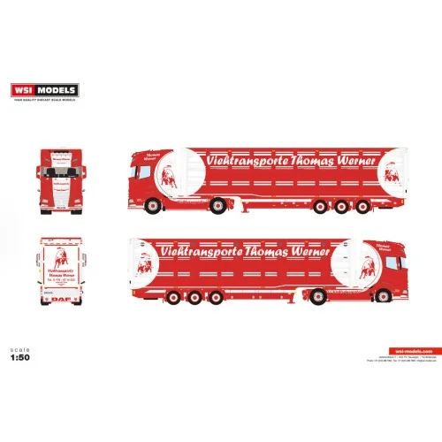 1/50 Thomas Werner DAF XG+ 4X2 LIVE STOCK TRAILER - 3 AXLE WSI 01-5521 WSI MODELS