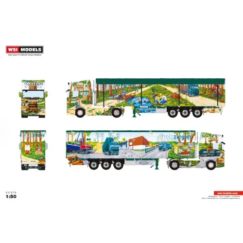 1/50 Holz Ziegler SCANIA S HIGHLINE CS20H 4X2 VOLUME TRAILER - 3 AXLE WSI 01-5490 WSI MODELS