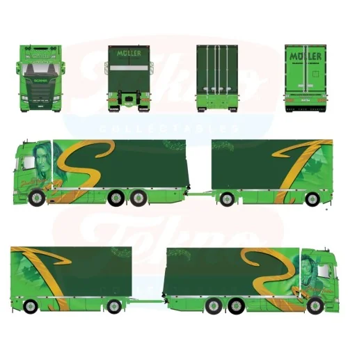 1/50 Müller - Shania Twain Scania Next Gen 590S-V8 Highline con rimorchio 2 assi TEKNO 90376 TEKNO
