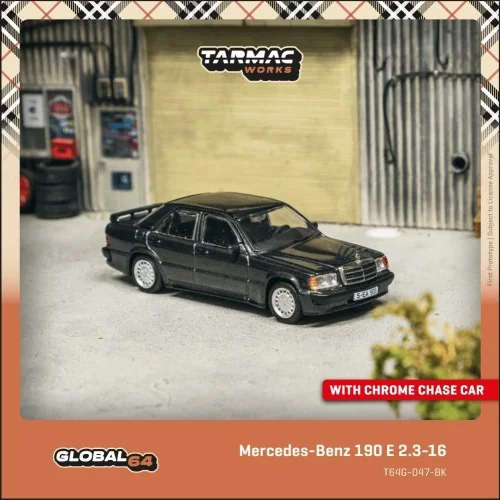 1/64 Mercedes-Benz 190 E 2.3-16 Blu-Nero Metallizzato T64G-047-BK TARMAC WORKS