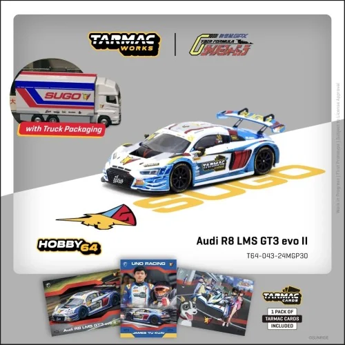 1/64 AUDI R8 LMS GT3 EVO II N30 MACAO GT CUP 2024 + TRUCK T64-043-24MGP30 TARMAC WORKS