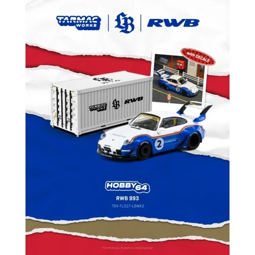 1/64 Porsche RWB 993 Liberty Walk con contenitore espositore T64-TL017-LBWK2 TARMAC WORKS