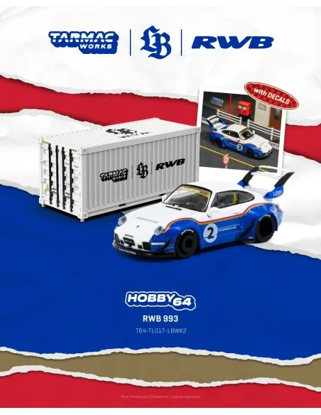1/64 Porsche RWB 993 Liberty Walk con contenitore espositore T64-TL017-LBWK2 TARMAC WORKS