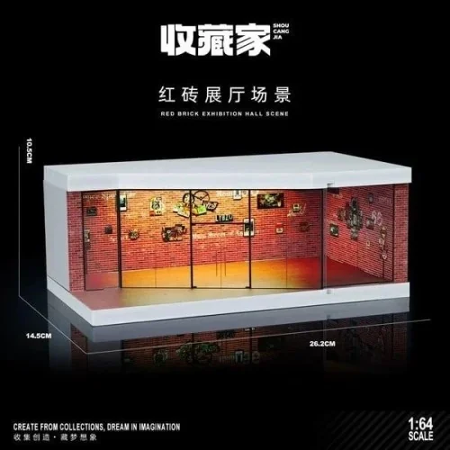 1/64 Diorama Red Brick Exhibition Hall Miniature Scene SCJ 73441B VETRINE/TECHE 1:64