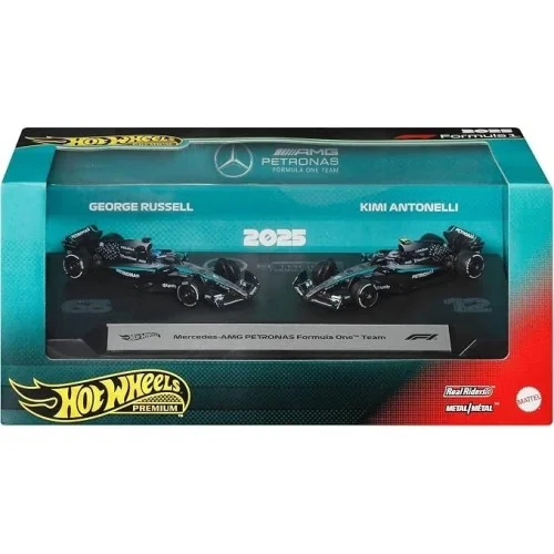 1/64 SET F1 2025 Team Mercedes-AMG Petronas Russel e Antonelli HOT WHEELS JMM93-LA10 HOT WHEELS