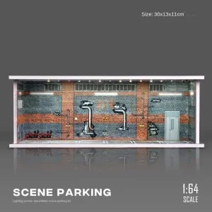 1/64 Diorama parcheggio illuminato KW384-C VETRINE/TECHE 1:64